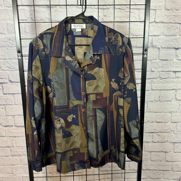 Vintage Truffles by YB Abstract Button-Up Blouse | Made in USA | Size 20W - Picture 1 of 8